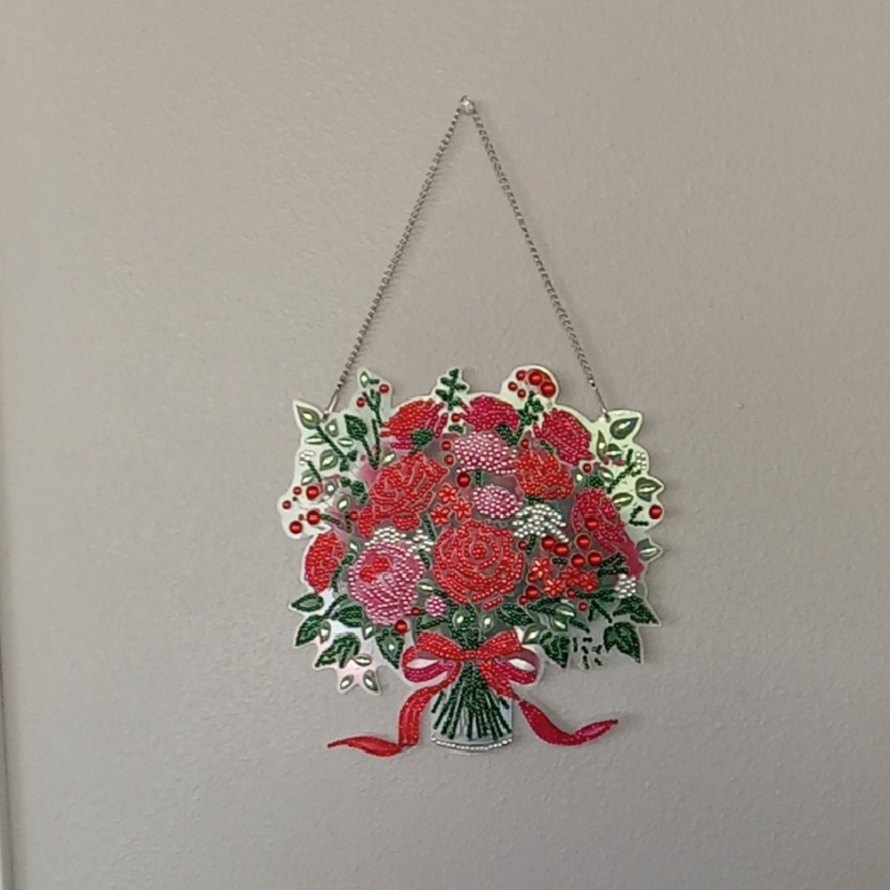 Completed Diamond Art Rose Bouquet Wall Hanging